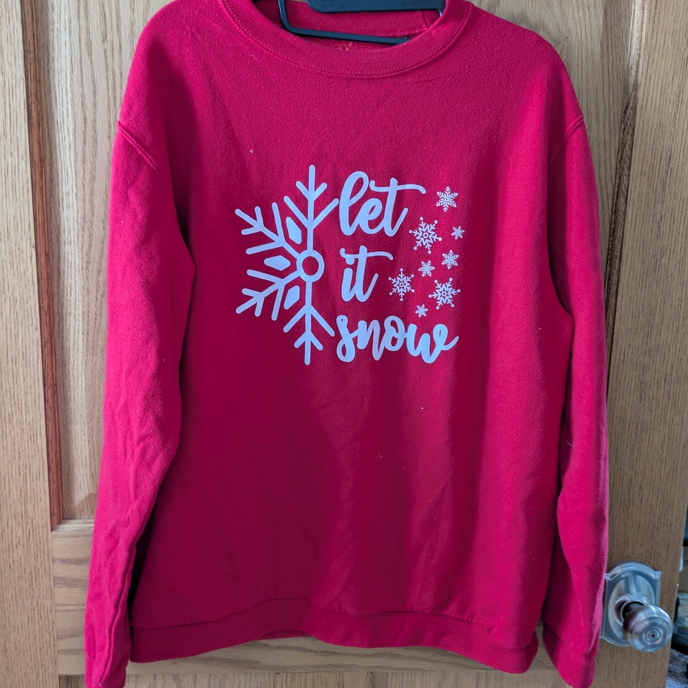 Red Women's Let It Snow Sweatshirt Size M